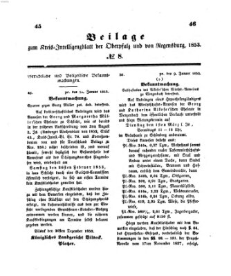 Königlich bayerisches Intelligenzblatt für die Oberpfalz und von Regensburg Mittwoch 26. Januar 1853