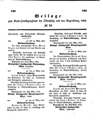 Königlich bayerisches Intelligenzblatt für die Oberpfalz und von Regensburg Mittwoch 23. März 1853