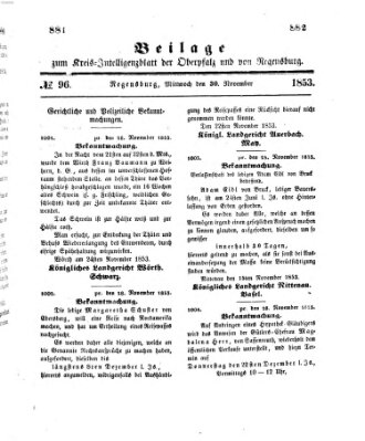 Königlich bayerisches Intelligenzblatt für die Oberpfalz und von Regensburg Mittwoch 30. November 1853