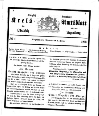 Königlich-bayerisches Kreis-Amtsblatt der Oberpfalz und von Regensburg (Königlich bayerisches Intelligenzblatt für die Oberpfalz und von Regensburg) Mittwoch 3. Januar 1855