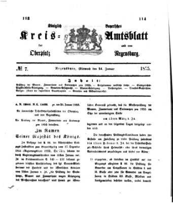 Königlich-bayerisches Kreis-Amtsblatt der Oberpfalz und von Regensburg (Königlich bayerisches Intelligenzblatt für die Oberpfalz und von Regensburg) Mittwoch 24. Januar 1855