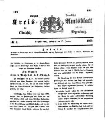 Königlich-bayerisches Kreis-Amtsblatt der Oberpfalz und von Regensburg (Königlich bayerisches Intelligenzblatt für die Oberpfalz und von Regensburg) Samstag 27. Januar 1855