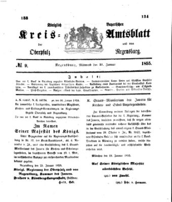 Königlich-bayerisches Kreis-Amtsblatt der Oberpfalz und von Regensburg (Königlich bayerisches Intelligenzblatt für die Oberpfalz und von Regensburg) Mittwoch 31. Januar 1855