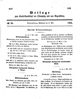 Königlich-bayerisches Kreis-Amtsblatt der Oberpfalz und von Regensburg (Königlich bayerisches Intelligenzblatt für die Oberpfalz und von Regensburg) Mittwoch 9. Mai 1855