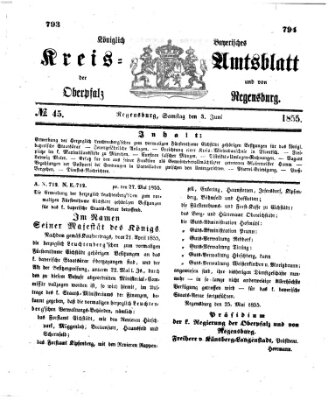 Königlich-bayerisches Kreis-Amtsblatt der Oberpfalz und von Regensburg (Königlich bayerisches Intelligenzblatt für die Oberpfalz und von Regensburg) Samstag 2. Juni 1855