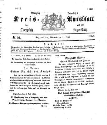 Königlich-bayerisches Kreis-Amtsblatt der Oberpfalz und von Regensburg (Königlich bayerisches Intelligenzblatt für die Oberpfalz und von Regensburg) Mittwoch 11. Juli 1855