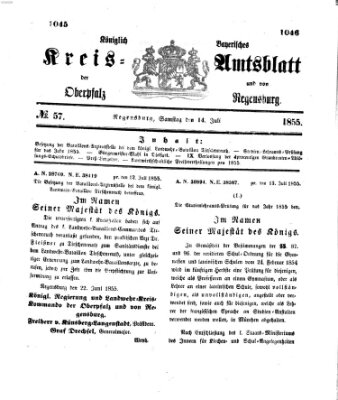 Königlich-bayerisches Kreis-Amtsblatt der Oberpfalz und von Regensburg (Königlich bayerisches Intelligenzblatt für die Oberpfalz und von Regensburg) Samstag 14. Juli 1855