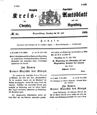 Königlich-bayerisches Kreis-Amtsblatt der Oberpfalz und von Regensburg (Königlich bayerisches Intelligenzblatt für die Oberpfalz und von Regensburg) Samstag 28. Juli 1855