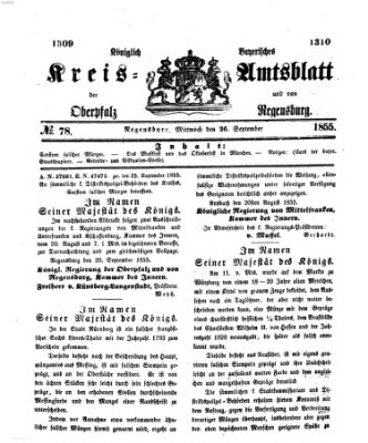 Königlich-bayerisches Kreis-Amtsblatt der Oberpfalz und von Regensburg (Königlich bayerisches Intelligenzblatt für die Oberpfalz und von Regensburg) Mittwoch 26. September 1855