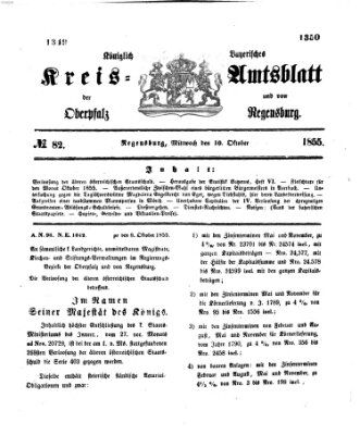 Königlich-bayerisches Kreis-Amtsblatt der Oberpfalz und von Regensburg (Königlich bayerisches Intelligenzblatt für die Oberpfalz und von Regensburg) Mittwoch 10. Oktober 1855