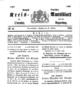 Königlich-bayerisches Kreis-Amtsblatt der Oberpfalz und von Regensburg (Königlich bayerisches Intelligenzblatt für die Oberpfalz und von Regensburg) Samstag 27. Oktober 1855