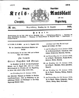 Königlich-bayerisches Kreis-Amtsblatt der Oberpfalz und von Regensburg (Königlich bayerisches Intelligenzblatt für die Oberpfalz und von Regensburg) Samstag 15. Dezember 1855