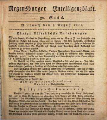 Regensburger Intelligenzblatt (Regensburger Wochenblatt) Mittwoch 7. August 1811