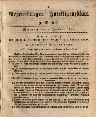 Regensburger Intelligenzblatt (Regensburger Wochenblatt) Mittwoch 19. Januar 1814