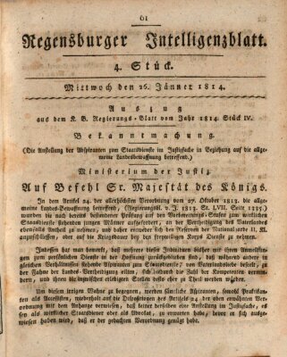 Regensburger Intelligenzblatt (Regensburger Wochenblatt) Mittwoch 26. Januar 1814