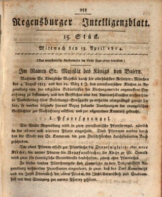 Regensburger Intelligenzblatt (Regensburger Wochenblatt) Mittwoch 13. April 1814