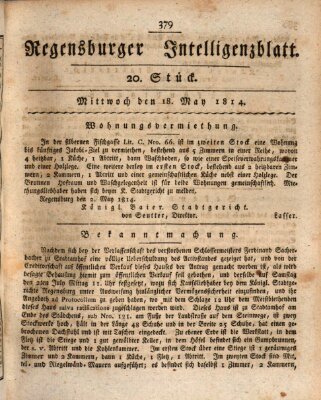 Regensburger Intelligenzblatt (Regensburger Wochenblatt) Mittwoch 18. Mai 1814