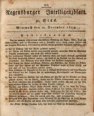 Regensburger Intelligenzblatt (Regensburger Wochenblatt) Mittwoch 14. Dezember 1814