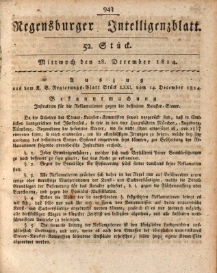 Regensburger Intelligenzblatt (Regensburger Wochenblatt) Mittwoch 28. Dezember 1814