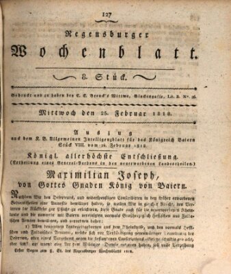 Regensburger Wochenblatt Mittwoch 25. Februar 1818