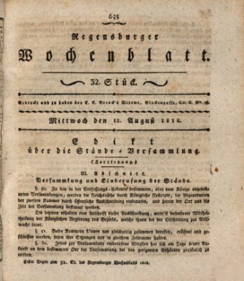 Regensburger Wochenblatt Mittwoch 12. August 1818