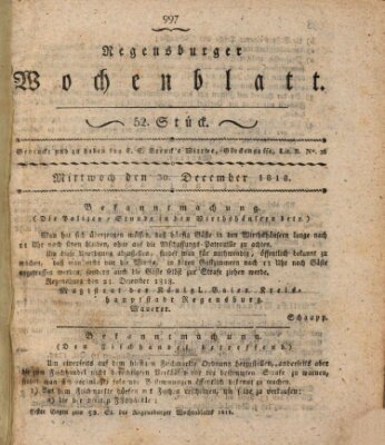 Regensburger Wochenblatt Mittwoch 30. Dezember 1818