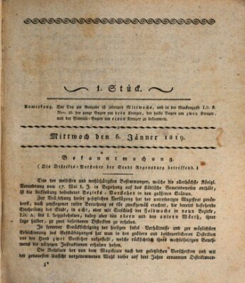 Regensburger Wochenblatt Mittwoch 6. Januar 1819