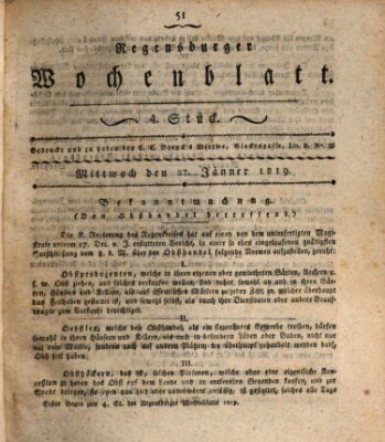 Regensburger Wochenblatt Mittwoch 27. Januar 1819