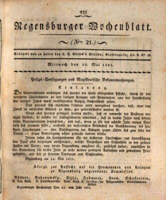 Regensburger Wochenblatt Mittwoch 23. Mai 1821