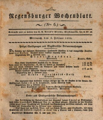 Regensburger Wochenblatt Mittwoch 6. Februar 1822