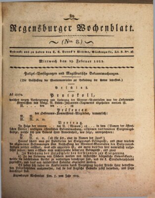 Regensburger Wochenblatt Mittwoch 19. Februar 1823