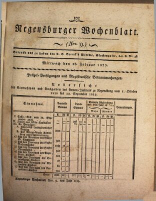 Regensburger Wochenblatt Mittwoch 26. Februar 1823