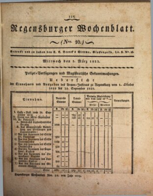 Regensburger Wochenblatt Mittwoch 5. März 1823