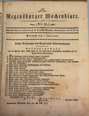 Regensburger Wochenblatt Mittwoch 4. Juni 1823