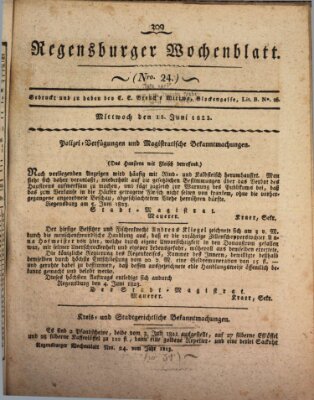 Regensburger Wochenblatt Mittwoch 11. Juni 1823