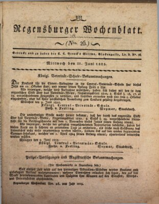 Regensburger Wochenblatt Mittwoch 25. Juni 1823