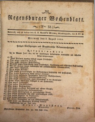 Regensburger Wochenblatt Mittwoch 6. August 1823