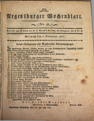 Regensburger Wochenblatt Mittwoch 5. November 1823