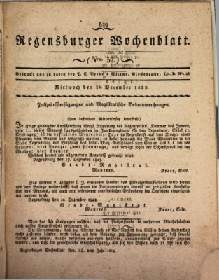 Regensburger Wochenblatt Mittwoch 24. Dezember 1823