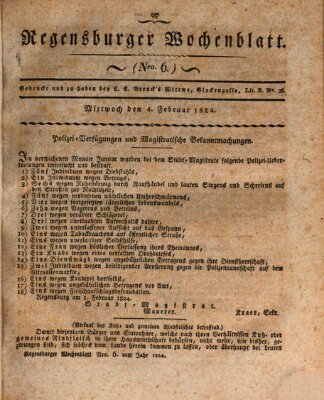 Regensburger Wochenblatt Mittwoch 4. Februar 1824