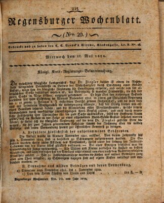 Regensburger Wochenblatt Mittwoch 12. Mai 1824