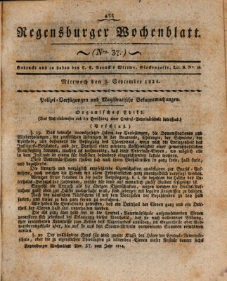 Regensburger Wochenblatt Mittwoch 8. September 1824