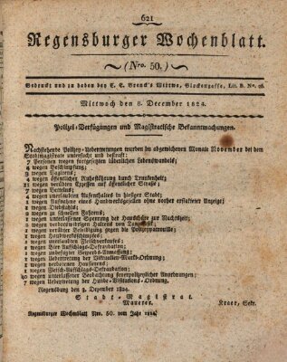 Regensburger Wochenblatt Mittwoch 8. Dezember 1824