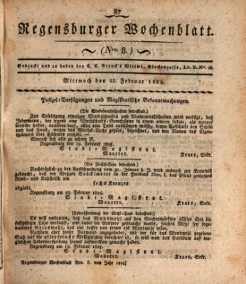 Regensburger Wochenblatt Mittwoch 23. Februar 1825