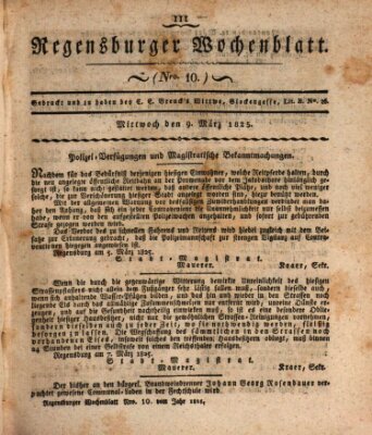 Regensburger Wochenblatt Mittwoch 9. März 1825