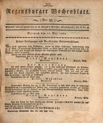 Regensburger Wochenblatt Mittwoch 18. Mai 1825