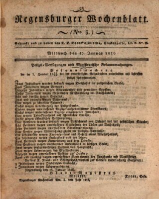 Regensburger Wochenblatt Mittwoch 18. Januar 1826