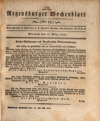 Regensburger Wochenblatt Mittwoch 12. März 1828