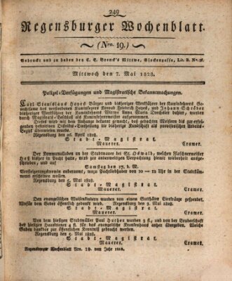 Regensburger Wochenblatt Mittwoch 7. Mai 1828