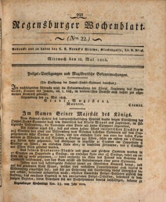 Regensburger Wochenblatt Mittwoch 28. Mai 1828